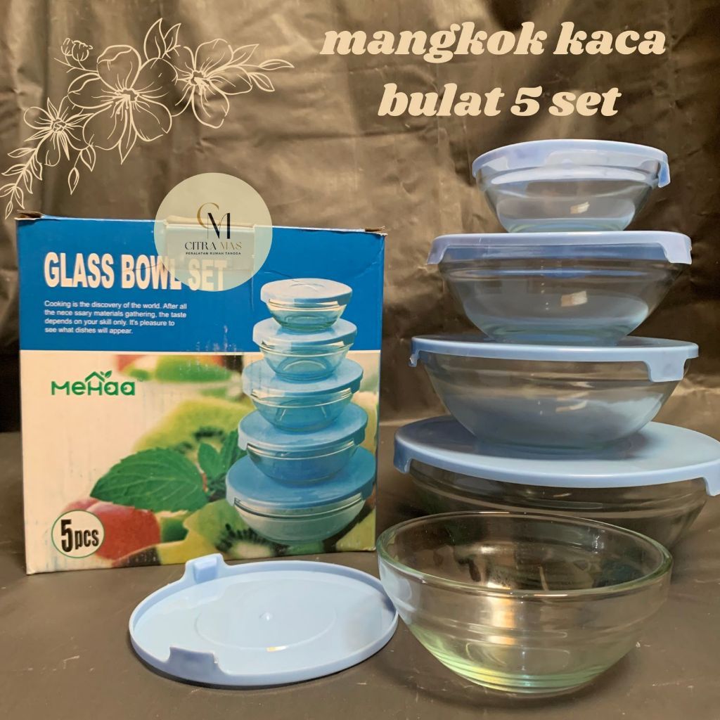 Mangkok Kaca Tutup 1 Set | Mangkok Sayur | Mangkok Bekal | Maxim / Mehaa Glass Bowl Set