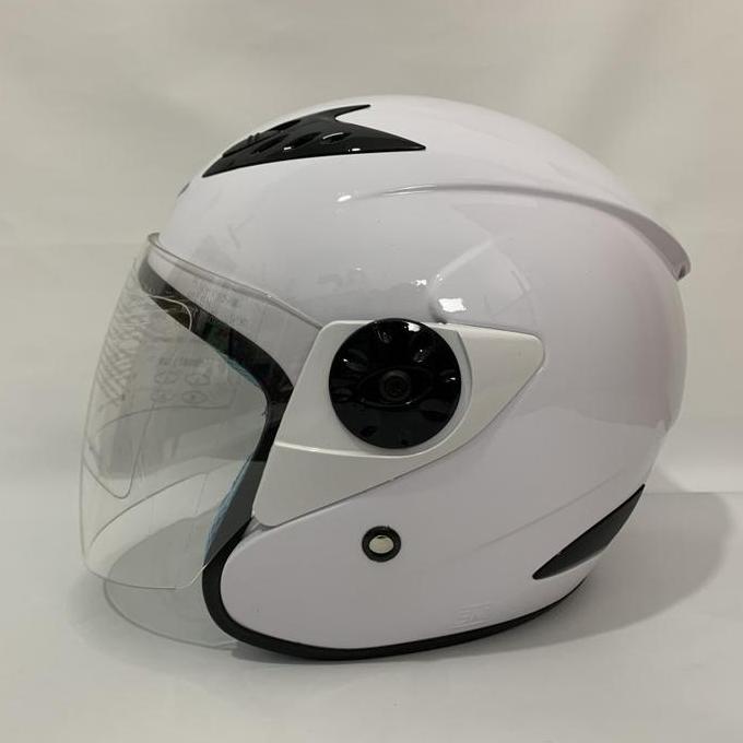 Helm Vision 2 Polos Putih Glossy Solid Helm Dewasa SNI