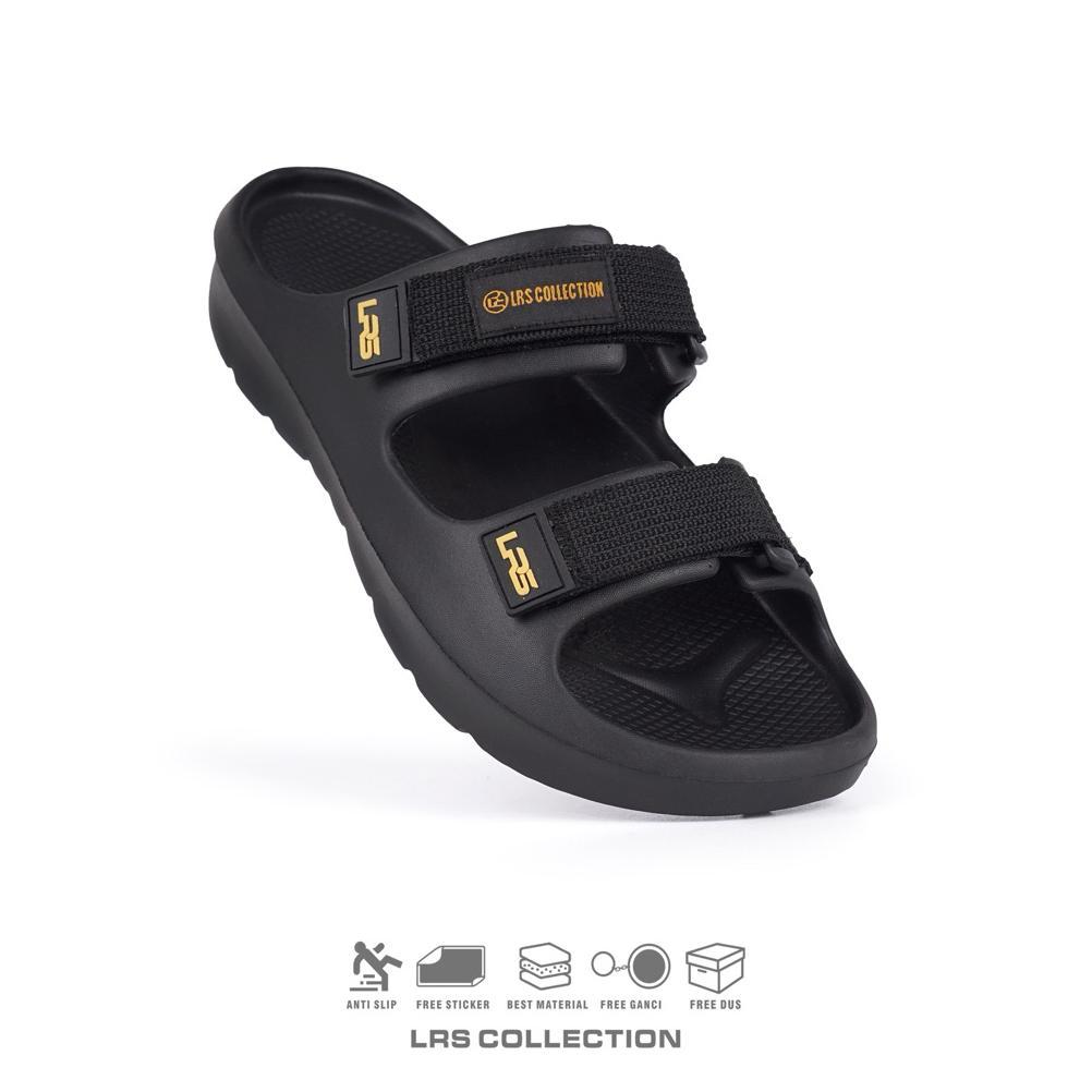 DISKON LRS COLLECTION SANDAL PRIA ARNOUD YELLOW  BLACK SANDAL CASUAL SLOP LRS SANDAL PRIA SELOP