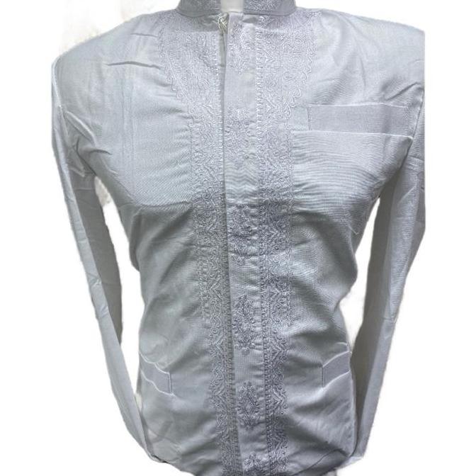 Jas Koko Hasgradini Putih Bersih Muslim Pria Dewasa Katun Nyaman Santai Panjang Tangan Dengan Busa D