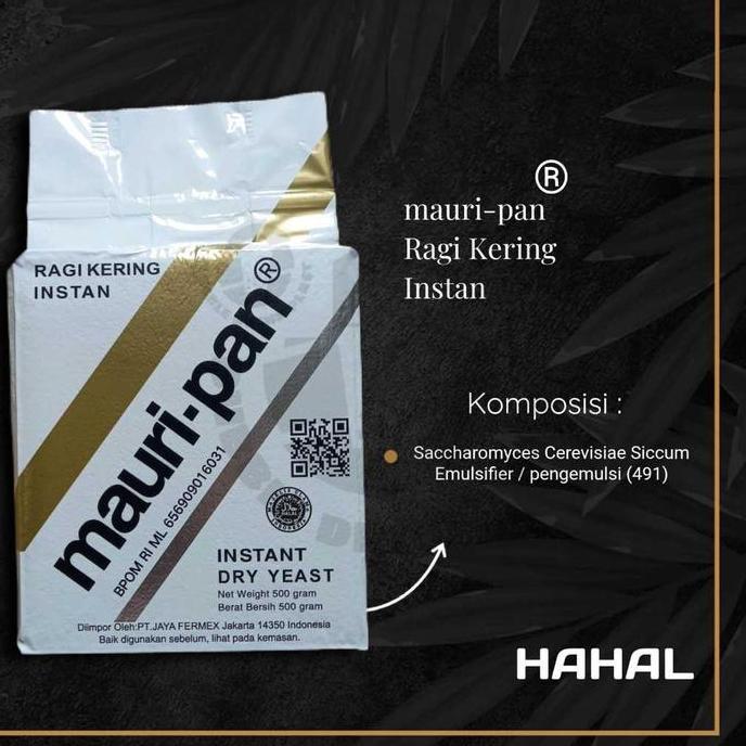Mauripan Ragi Kering Instant Dry Yeast 500gr / Pengembang Roti atau Kue Baking Powder Soda