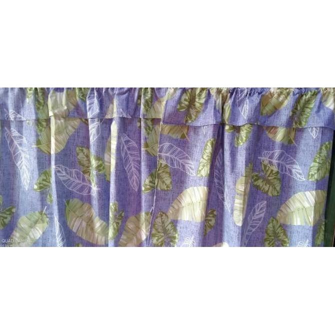 Gorden Kolong Dapur Motif Monstera Bunga Shabby Korden Tirai Horden