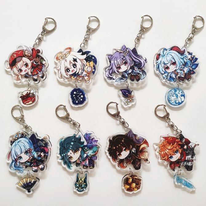Keychain Gantungan Kunci Merchandise Game Genshin Impact Anime Lucu / Hutao Venti Kazuha Xiao Keqing