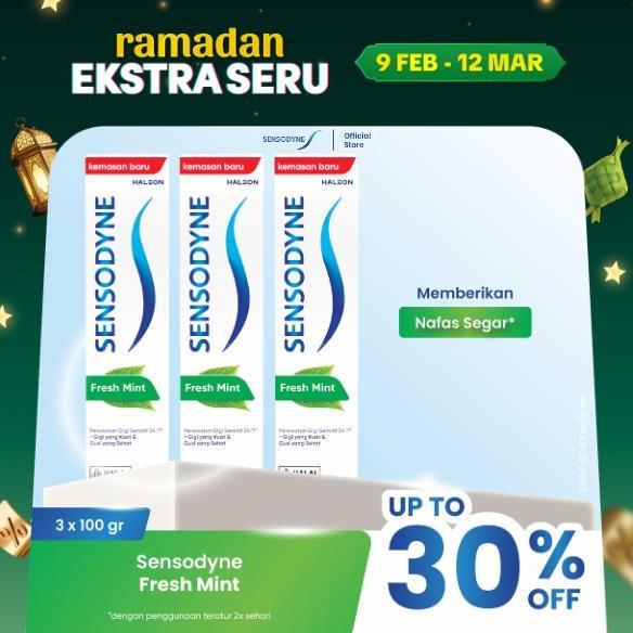 Sensodyne Toothpaste Pasta Gigi Sensitif Essensial Care Fresh Mint 3x100gr - TRIPLEPACK