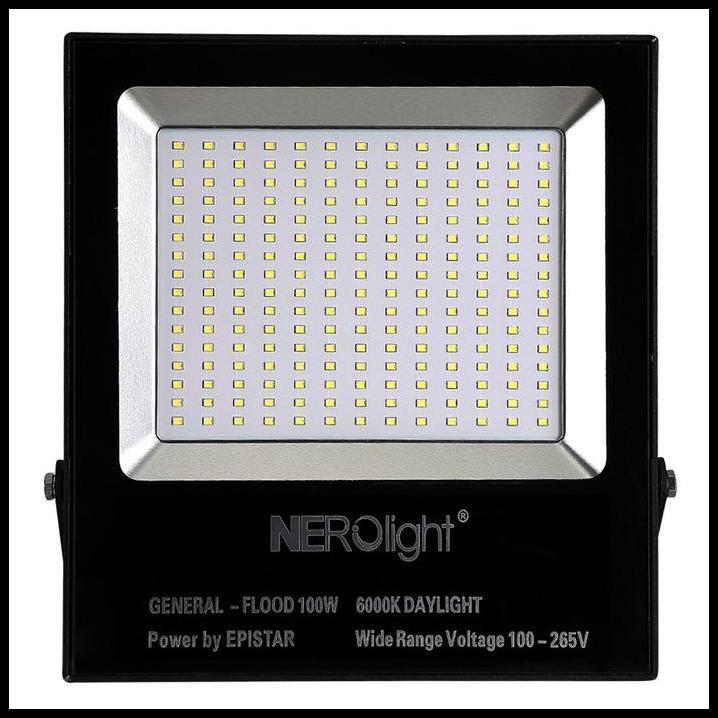 GRATIS ONGKIR NEROLIGHT GENERAL BRIGHT LED FLOOD LIGHT - 100W/IP65 6000K DAYLIGHT 