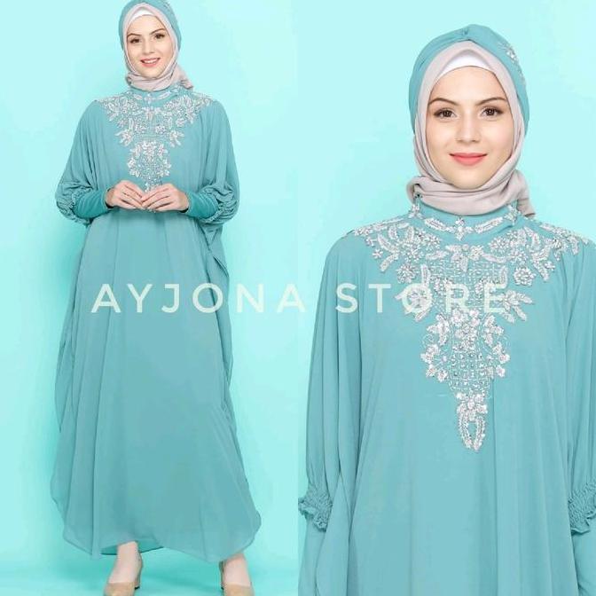 Dress / Kaftan ALMIRA Payet Mewah Casual Trendy Dress Muslim Lebaran Wanita Free Inner Gamis Kondang