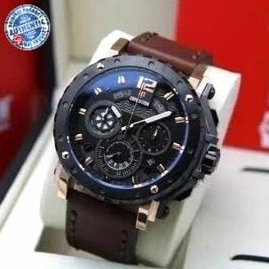 Ready EXPEDITION E6402 E 6402 MAN BLACK ROSEGOLD LEATHER STRAP JAM TANGAN