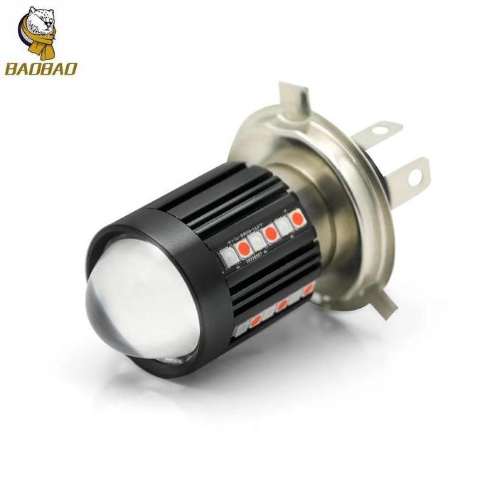 Lampu LED Utama Motor Soket H4 Model Alien Laser 30 LED 2 Warna Hi / Loo 20 Watt Motorcycle