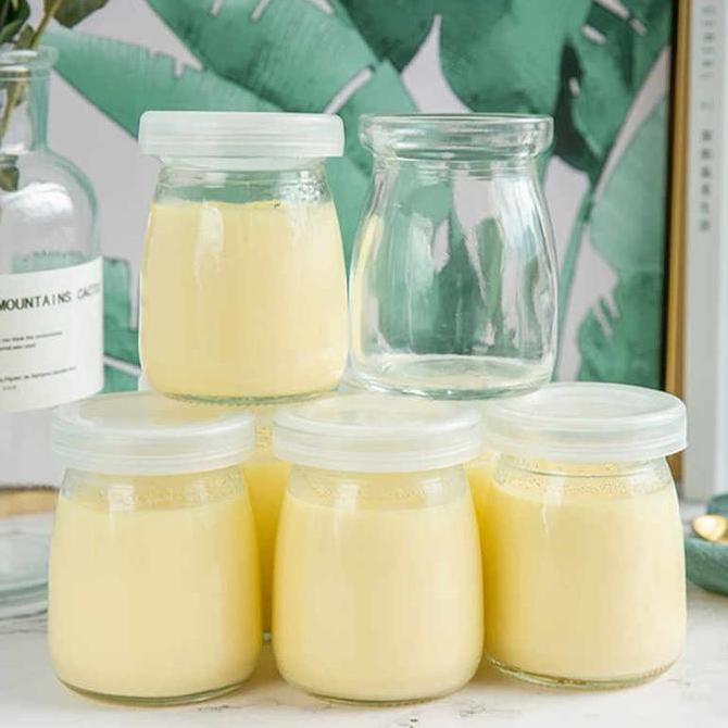 Jar Botol Pudding / Jar Toples ASI Pudding Yogurt Dessert Tutup Plastik Botol Kaca Penyimpanan