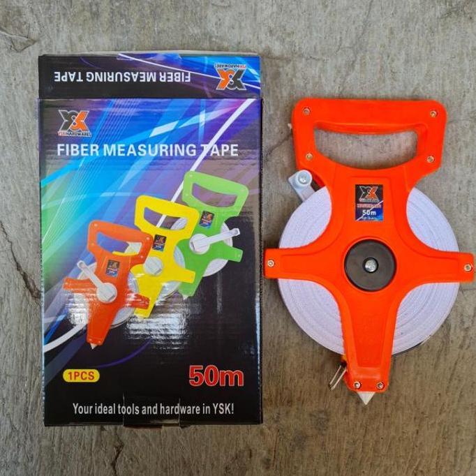Meteran Fiber 50 Meter / Meteran Tancap Tanah 50 M 50 Meter Roll Gulungan Fiber