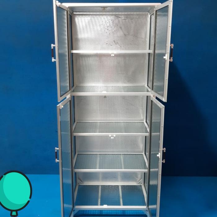 TC ALUMINIUM LSG701 60X38X165 s LEMARI RAK SERBAGUNA 5 SUSUN ALUMINUM HOLLOW 20U SILVER KACA MOTIF S