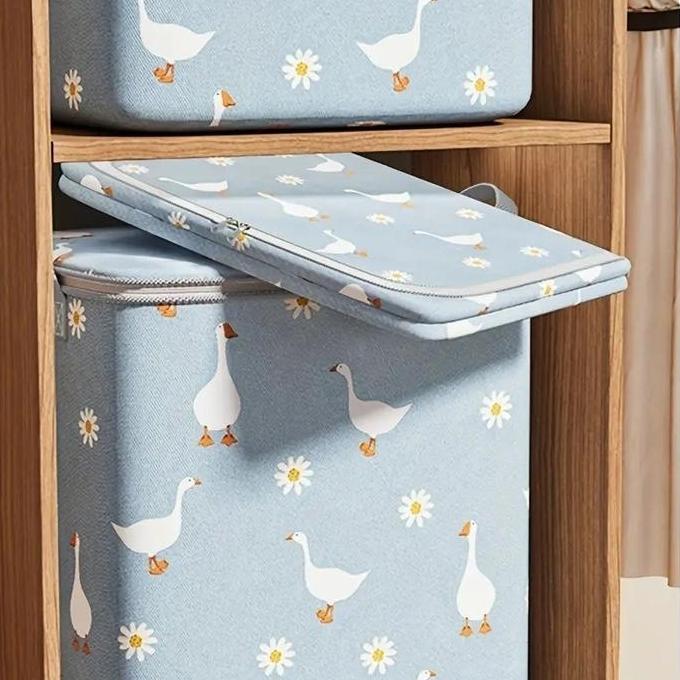 IBUMILLENIAL Storage Box Organizer Container Selimut Keranjang Pakaian Dengan Tutup Resleting Serbag