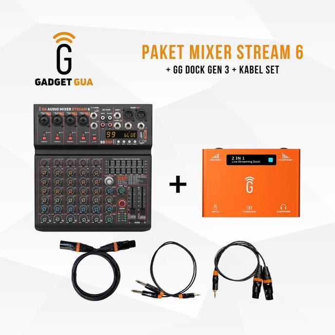 Paket Gg Audio Mixer Stream 6 - Professional Audio Mixer For Karaoke Live Streamer & Live Stage