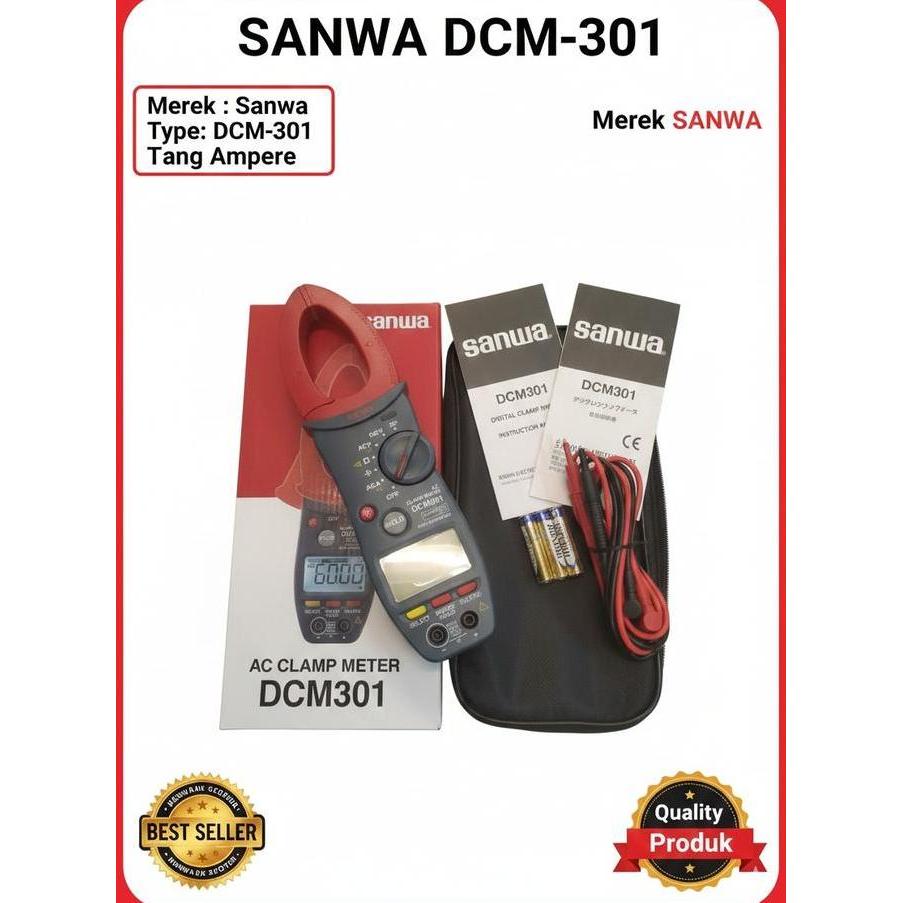 Sanwa Tang Ampere Clamp Meter Type Dcm-301 / 1000 A Sanwa Original