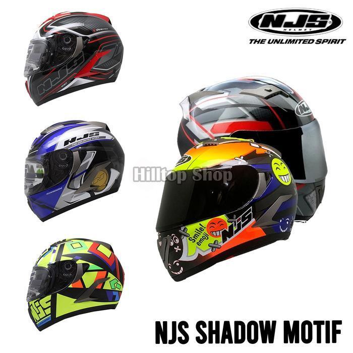 Helm Njs Shadow Motif Full Face Free Visor Smoke Motorcycle Helmet Original Dan Terpercaya