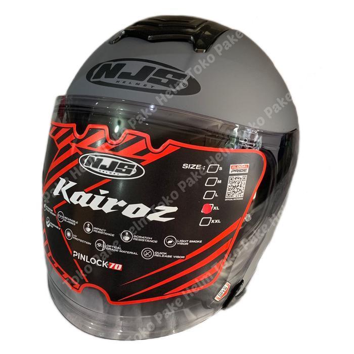 Helm Njs Kairoz Grey Abu Dof Half Face Original Dan Terpercaya