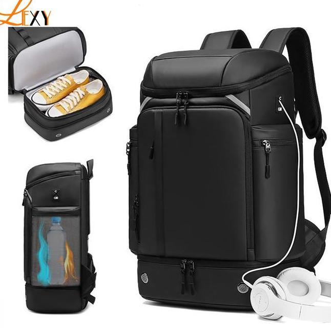 Lexy Tas Traveling Pria Kapasitas Besar Ransel Multifungsi Tahan Air Dengan Kompartemen Sepatu 45L