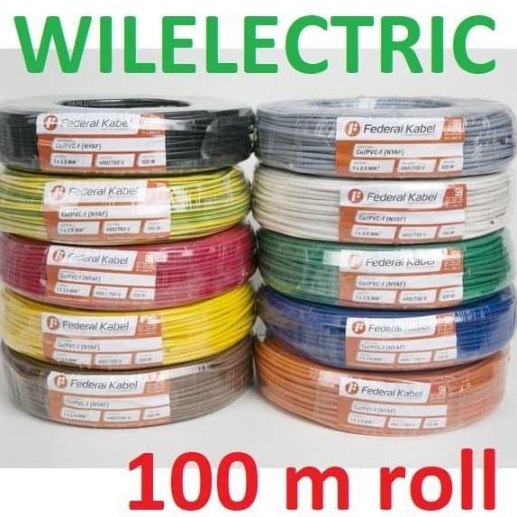 TERBARU - Kabel serabut NYAF 2.5 mm / 2.5mm federal 100 m roll bermacam warna
