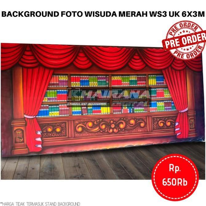 NEW Background Backdrop Layar Foto Wisuda Gorden Merah WS3 Besar 6x3m