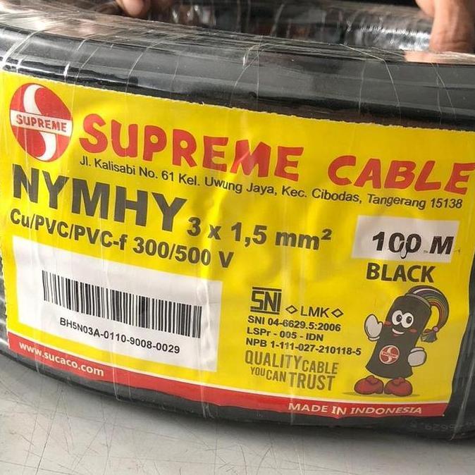 BEBAS ONGKIR - Kabel Listrik Serabut NYYHY 3 x 1.5 mm Supreme Hitam NYYHY 3 x 1,5 mm