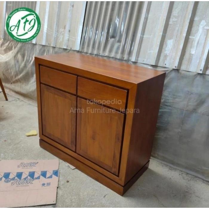 Bufet Minimalis Kayu Jati Bufet Tv Minimalis 2 Pintu & 2 Laci Jati Meja Tv Minimalis Jati