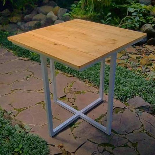 meja cafe kursi cafe kaki besi hollow ambalan meja kayu jati belanda