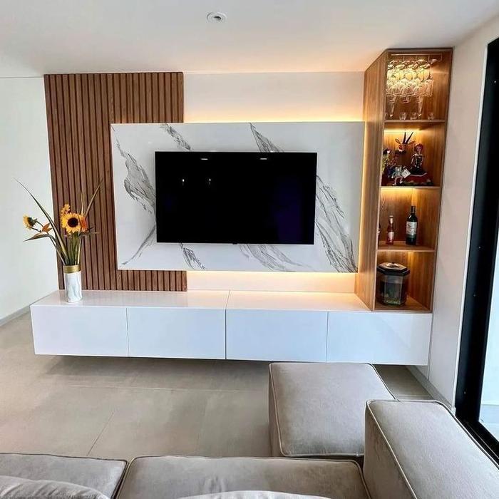 backdrop tv minimalis/ backdrop tv gantung/ panel tv