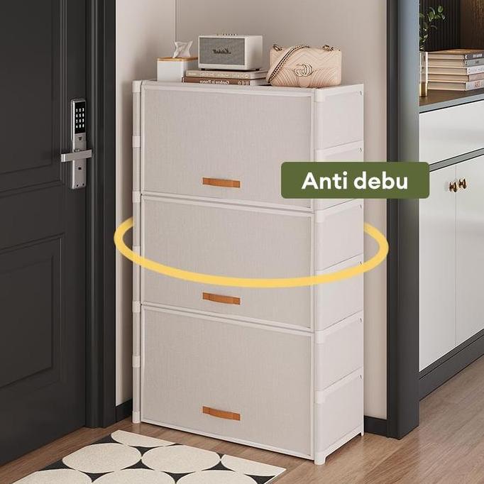 BAIAVY Rak Sepatu Anti Debu Tertutup Lemari Sepatu Kain 9 Susun Rak Sepatu Portable Tahan Air & Debu