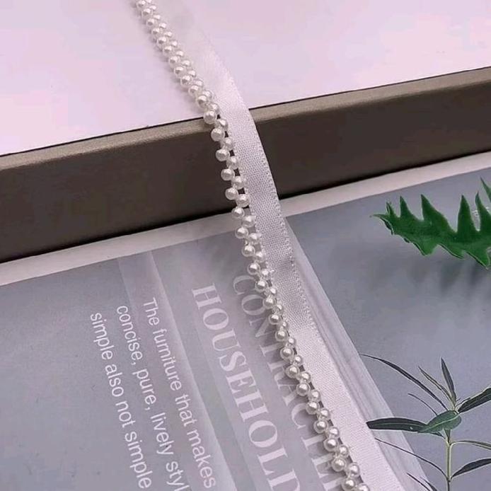 Pita Mutiara Trim Renda Manik Manik Handmade Poliester Aksesoris Pakaian Tradisional Kain