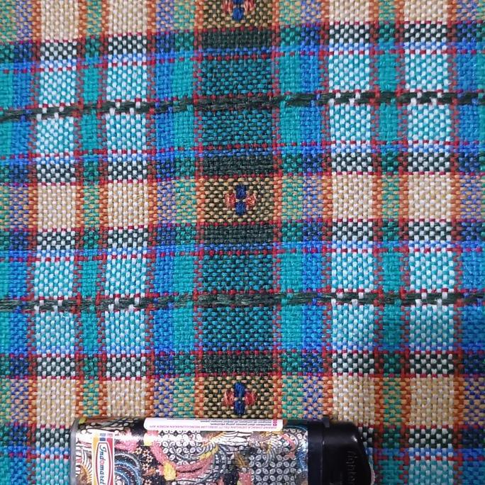 Ready Kain Jok Mobil Bahan Fabric Tartan Kotak Biru cocok untuk mobil 90 an