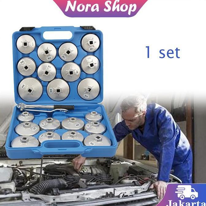 AWAYESH 1 Set Kunci Filter Oli Mangkok 23 pcs Kunci Pas Pembuka Tutup Filter Oli Mobil Untuk Berbaga