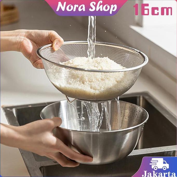 AWAYESH Baskom Bolong Stainless 1 Set Baskom Saringan Sayuran Baskom Tirisan Baskom Cuci Sayuran Dan