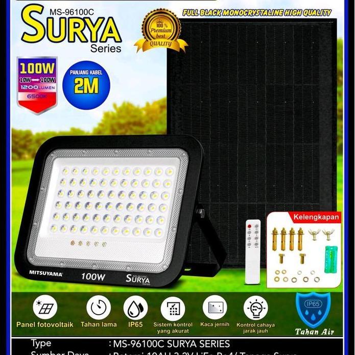 LAMPU SOROT TENAGA SURYA + PANEL TAHAN 12JAM  MS-96100C / MS- 9650C | SURYA SERIES