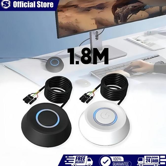 SWASAGARA 1.8 Meter Tombol Push On Kabel Power Button Tombol Switch Pc Kabel Tombol Powe Desktop Cas