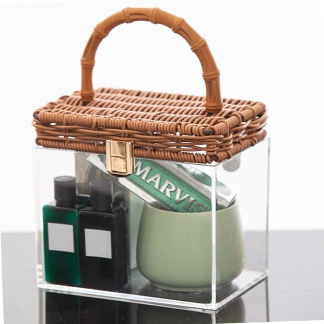 HAZTFRIOR Tas Hampers Akrilik / Tote Bag Kotak Hampers Bening / Tas Permen Pernikahan