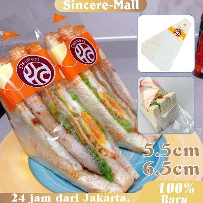 VIWIUWIU 100 Pcs Kemasan Plastik Sandwich Segitiga Praktis / Plastik Roti Sandwich / Box Sandwich Se