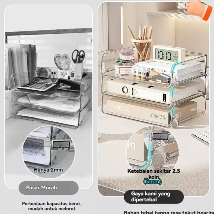 WAJIB PUNYA MEITAITAI Rak Dokumen Transparan File box dokumen Rak buku Desk organizer box File organ