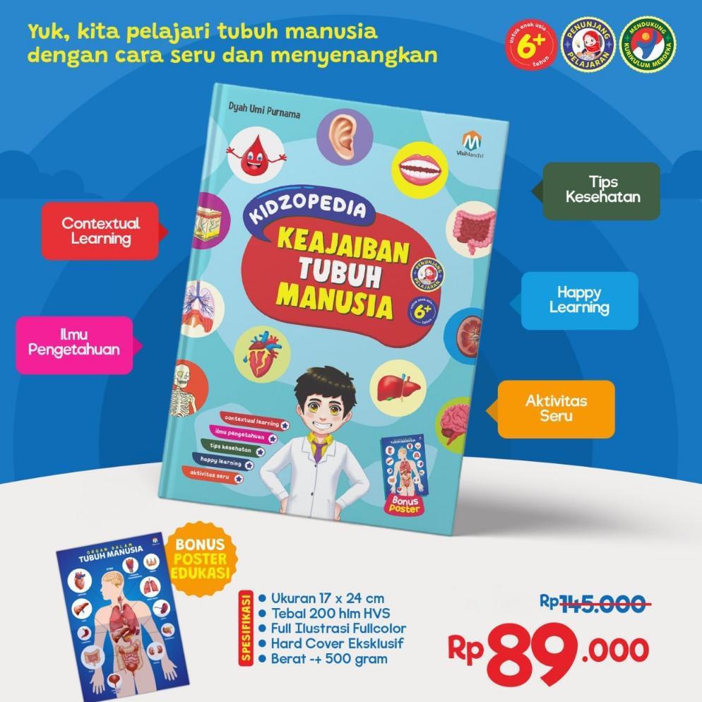 Buku Edukasi Sains Anak Pintar - Kidzopedia Keajaiban Tubuh Manusia - Hard Cover