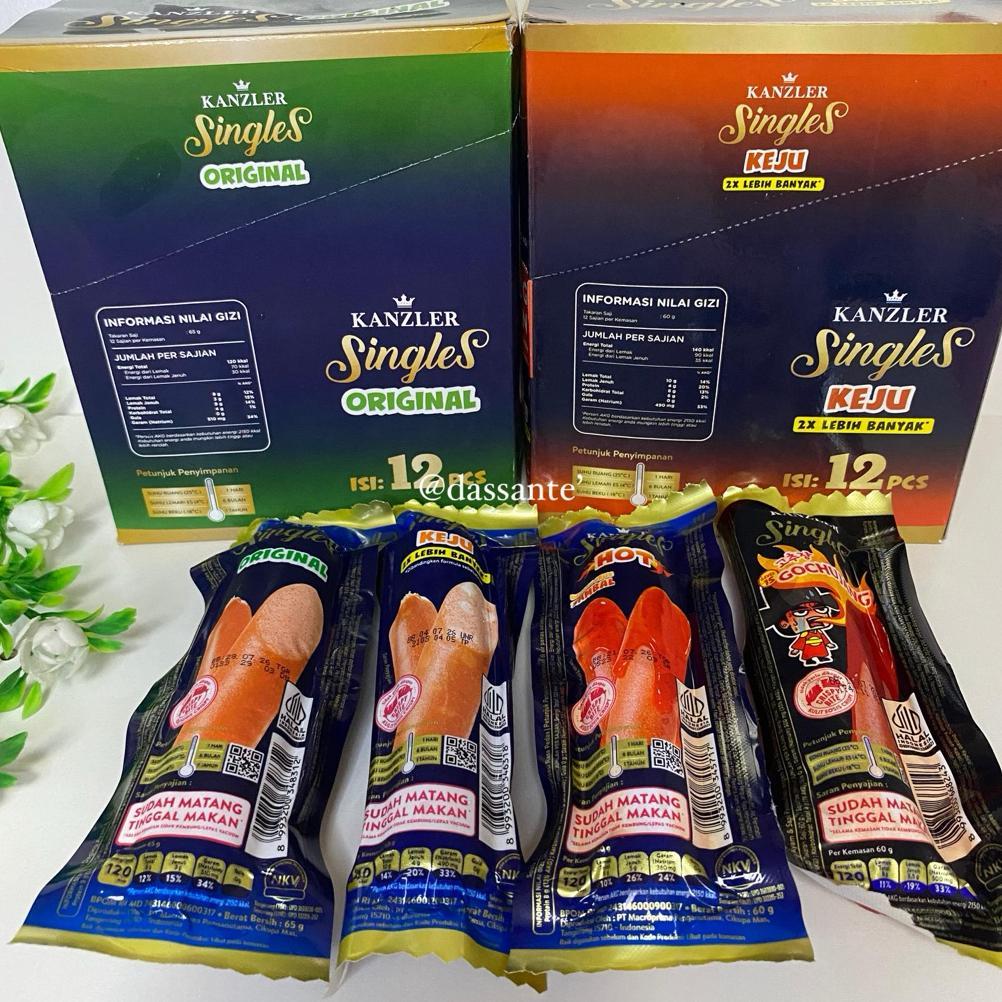 [1 BOX] Sosis/Bakso Kanzler Singles Original/Hot/Keju/Gochujang - 1 Box Isi 12pcs