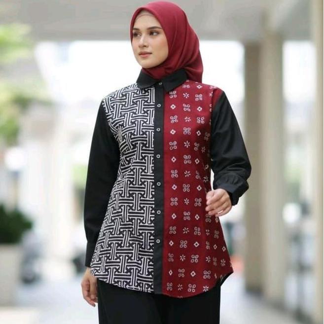 Saiara Clara Motif Saiara Clara Motif Baru Kemeja Batik Kombinasi Katun