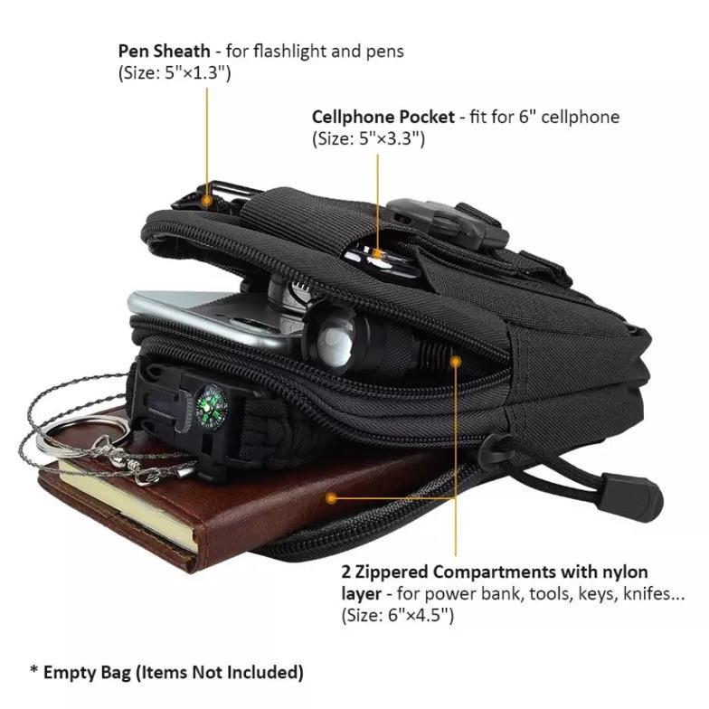 Tas Pria Pinggang Polos Import B318 / Tas Pinggang Pria Taktikal Import