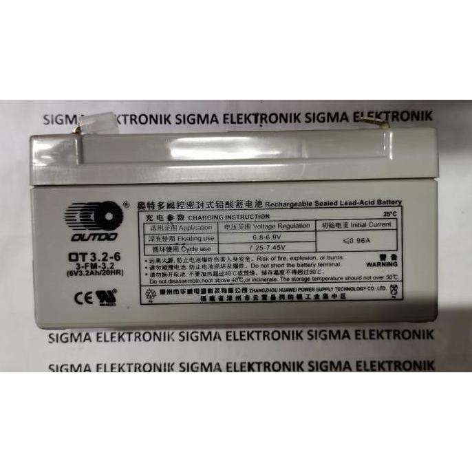 TERMURAH - AKI KERING 6V 3.2Ah OUTDO