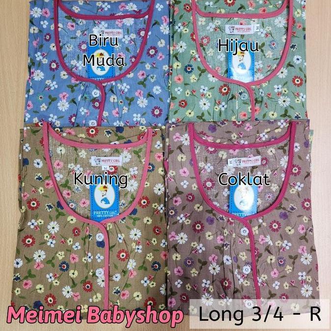 Longdress Lengan 3/4 / Daster Panjang Katun Pretty Girl Motif
