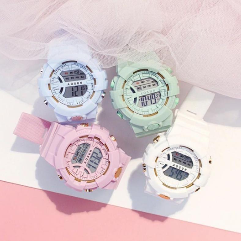 Hemat (Cod)Jam Tangan Wanita Aosun Digital Strap Rubber(Dikirim Jakarta)