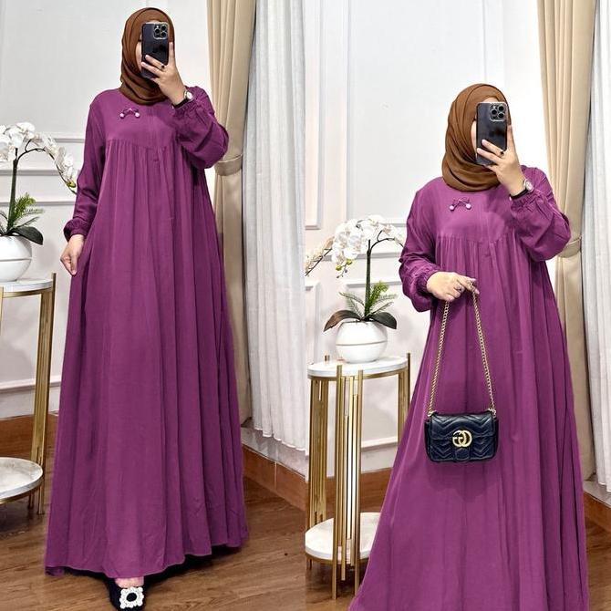 New Alena Gamis Jumbo Bahan Twill Premium Dress Wanita Muslim Dewasa Remaja Syari Lebaran Pesta Mewa