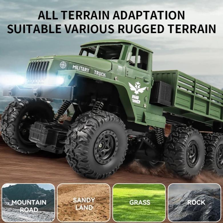 FREE ONGKIR MOBIL TRUK MILITER REMOTE CONTROL DENGAN LAMPU 2.4GHZ 4WD RC MOBIL TRUK KARGO BESAR BAHA