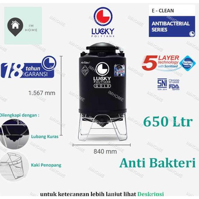 Tangki / Toren Air Kaki 650 Liter LUCKY Gold Anti Bakteri 500 Liter original