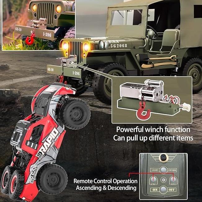 FREE ONGKIR RC JEEP 1/10 SCALE WILLYS HOBBY RC CAR OFF-ROAD MILITARY CRAWLER