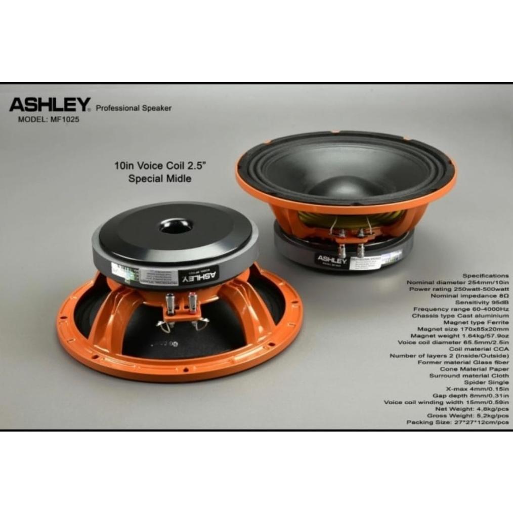 Sale Speaker Ashley 10 Inch Mf1025 / Mf 1025 Original Special Middle