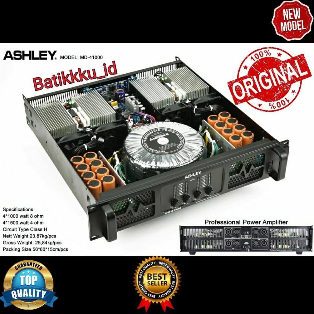 Promo Power Ashley Md 41000 Md41000 Original 4Ch Class H Amplifier 1500 Watt